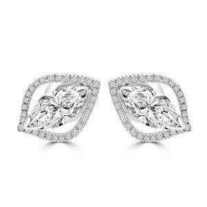 1ct Marquise Cut VVS1 D Diamond Cluster Stud Earring Women 14k White Gold Finish