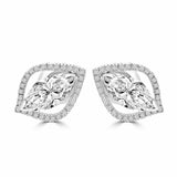 1ct Marquise Cut VVS1 D Diamond Cluster Stud Earring Women 14k White Gold Finish