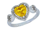 2ct Engagement Ring Heart Cut Yellow Citrine Halo Solitaire 14k WhiteGold Finish