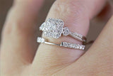 3Ct Princess Cut Diamond Bridal Set Vintage Ring Unique Band 14K White Gold Over