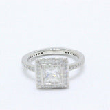 2ct Princess Cut Diamond Engagement Ring Halo Round Accent 14k White Gold Finish