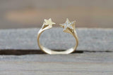 0.5ct Round Cut VVS1D Diamond Open Star Engagement Ring 14k Yellow Gold Finish