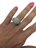 5ct Round Cut Diamond Engagement Ring Dual Halo Cocktail 14k White Gold Finish