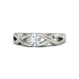 0.5Ct Round Cut Diamond Reverse Split Band Solitaire Ring 14K White Gold Finish