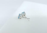 0.6ct Stud Earrings Round Cut Blue Aquamarine Solitaire Women 14k WhiteGold Over