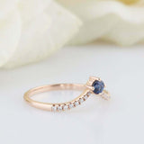 1ct Round Blue Sapphire Wedding Band Curved Half Eternity 14k Yellow Gold Finish