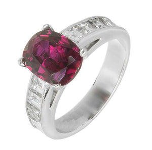 2ct Cushion Cut Pink Ruby Engagement Ring Diamond Accents 14k White Gold Finish