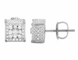 1.5ct Round Cut Diamond Elegant Square Cube Stud Earrings 14k White Gold Finish