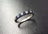 1.3ct Wedding Ring Band Round Cut Blue Sapphire Stackable 14k White Gold Finish