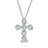 3ct Diamond Pendant with Chain Round Cut Brilliant Cluster 14k White Gold Finish