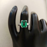 2ct Engagement Ring Green Emerald Cut Braided Shank Solitaire 14k WhiteGold Over