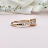 2ct Oval Cut Diamond Solitaire with Accent Trilogy Ring 14k Yellow Gold Finish