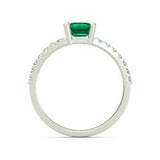 5Ct Green Emerald Diamond Split Shank Engagement Ring 14K White Gold Finish