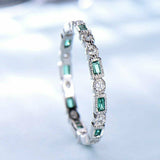 1ct Baguette Cut Green Emerald Stackable Eternity Women Band 14k White Gold Over