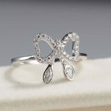 Bow Knot Design Engagement Ring 1.6ct Round Cut Diamond 14k White Gold Finish