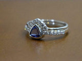 1.2ct Engagement Ring Trillion Cut Blue Tanzanite Bridal Set 14k White Gold Over