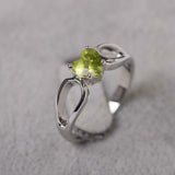 1ct Engagement Ring Heart Cut Green Peridot Split Shank 14k White Gold Finish