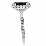 2ct Cushion Blue Sapphire Engagement Ring Halo Round Accent 14k White Gold Over