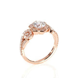 2.5ct Round Cut Diamond Engagement Ring Floral Halo Solitaire 14k Rose Gold Over