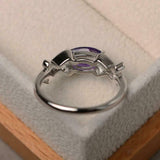 2ct Marquise Cut Amethyst Solitaire with Cross Accent Ring 14k White Gold Finish