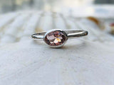 1.1ct Engagement Ring Oval Cut Peach Morganite Solitaire 14k White Gold Finish