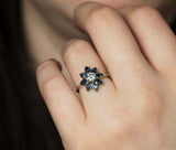 2ct Marquise Cut Blue Sapphire Engagement Ring 14k WhiteGold Over Diamond Flower