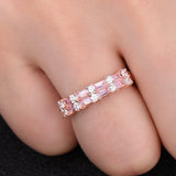 1ct Baguette Cut Pink Sapphire Fancy Design Engagement Ring 14k Rose Gold Finish