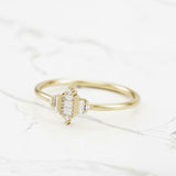 Minimalist Engagement Ring 1ct Baguette Cut VVS1D Diamond 14k Yellow Gold Finish