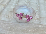 1ct Round Cut Simulated Pink Ruby Three Stone Stud Earrings 14k WhiteGold Plated