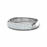 2ct Wedding Ring Band Round Cut Diamond Three Row Cluster 14k White Gold Finish