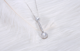 1.4ct Round Cut  Diamond Wedding Party Pendant Chain Long 14k White Gold Finish