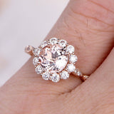 2ct Round Cut Peach Morganite Floral Design Engagement Ring 14k Rose Gold Finish