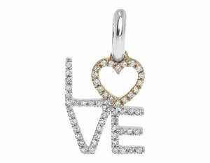 0.2ct Round Cut VVS1D Diamond Heart Love Stylish Pendant 14k Dual Gold Finish