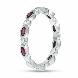 2ct Wedding Ring Band Marquise Cut Pink Ruby Full Eternity 14k White Gold Finish