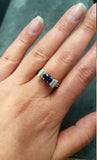 0.55ct Engagement Ring Round Cut Blue Sapphire Bow Knot 14k White Gold Finish