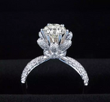 1.6ct Round Cut Diamond Engagement Ring 14k White Gold Finish Floral Solitaire