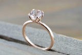 1ct Round Peach Morganite Lotus Flower Petal Solitaire Ring 14k Rose Gold Finish