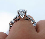 3Ct Oval Cut Diamond Accents Solitaire Engagement Ring 18K White Gold Finish