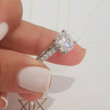 3Ct Round Cut Diamond Accented Solitaire Engagement Ring 14K White Gold Finish