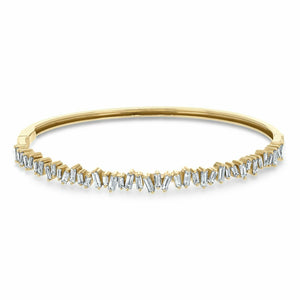 5ct Baguette Cut Diamond Cocktail Women Cuff Bangle Bracelet 14K YellowGold Over