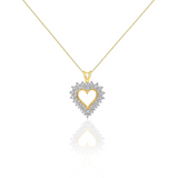 1.6ct Round Cut Diamond Pendant Chain Halo Heart Shape 14k Yellow Gold Finish