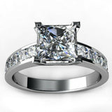 2.5ct Princess Cut Fine Solitaire Accented Engagement Ring 14k White Gold Finish