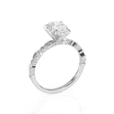 2.3ct Oval Cut Diamond Engagement Ring Milgrain Solitaire 14k White Gold Finish