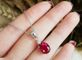 2ct Oval Cut Pink Ruby Pendant with Chain Diamond Solitaire 14k WhiteGold Finish