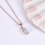 0.5ct Emerald Cut Blue Aquamarine Fancy Pendant 14k Rose Gold Finish NO CHAIN