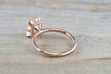 1.6ct Cushion Cut Peach Morganite Accent with Solitaire Ring 14k RoseGold Finish