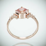 3Ct Cushion Cut Morganite Engagement Ring 14K Rose Gold Finish Diamond Accents