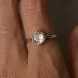 0.6ct Round Cut Peach Morganite Engagement Ring 14k White Gold Finish Solitaire