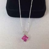 1ct Pink Sapphire Pendant Princess Cut Solitaire 14k White Gold Finish NO CHAIN