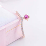 1.2ct Round Cut Pink Ruby Engagement Ring Curved Shape 14k Rose Gold Finish